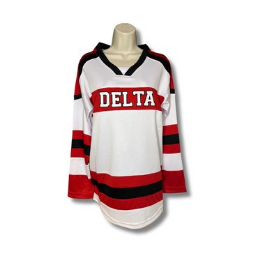 Delta Sigma Theta hockey jersey red, black, white color options