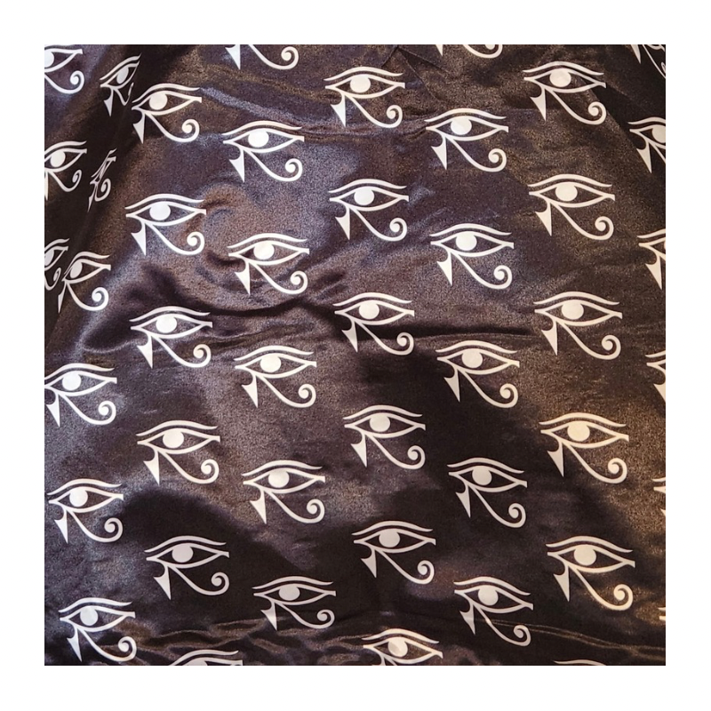 Inside lining of DOI vest with satin fabric and Eye of Horus pattern