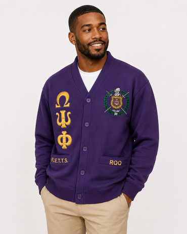 Omega Psi Phi Fleece Cardigan Sweater – Last Chance