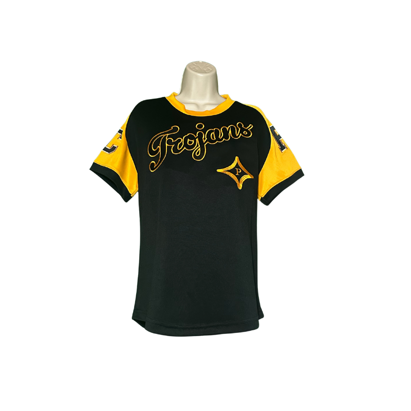 PCHS Trojans Black Baseball Jersey – Crewneck Edition